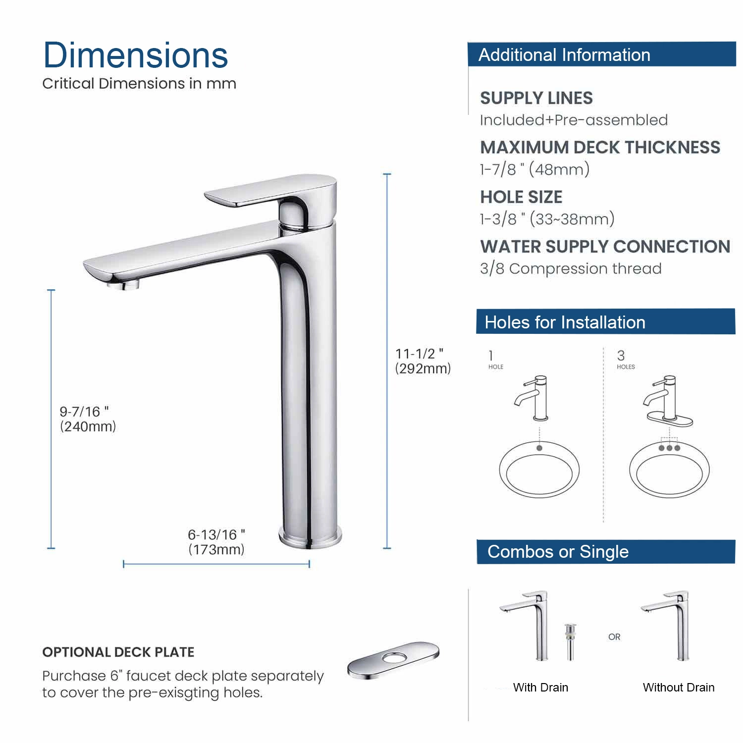 Cuenca alta del grifo mezclador Monocomando Torneiras Robinet Lavabo Llave Grifo de lavabo de baño de cromo alto Grifo lavabo buque