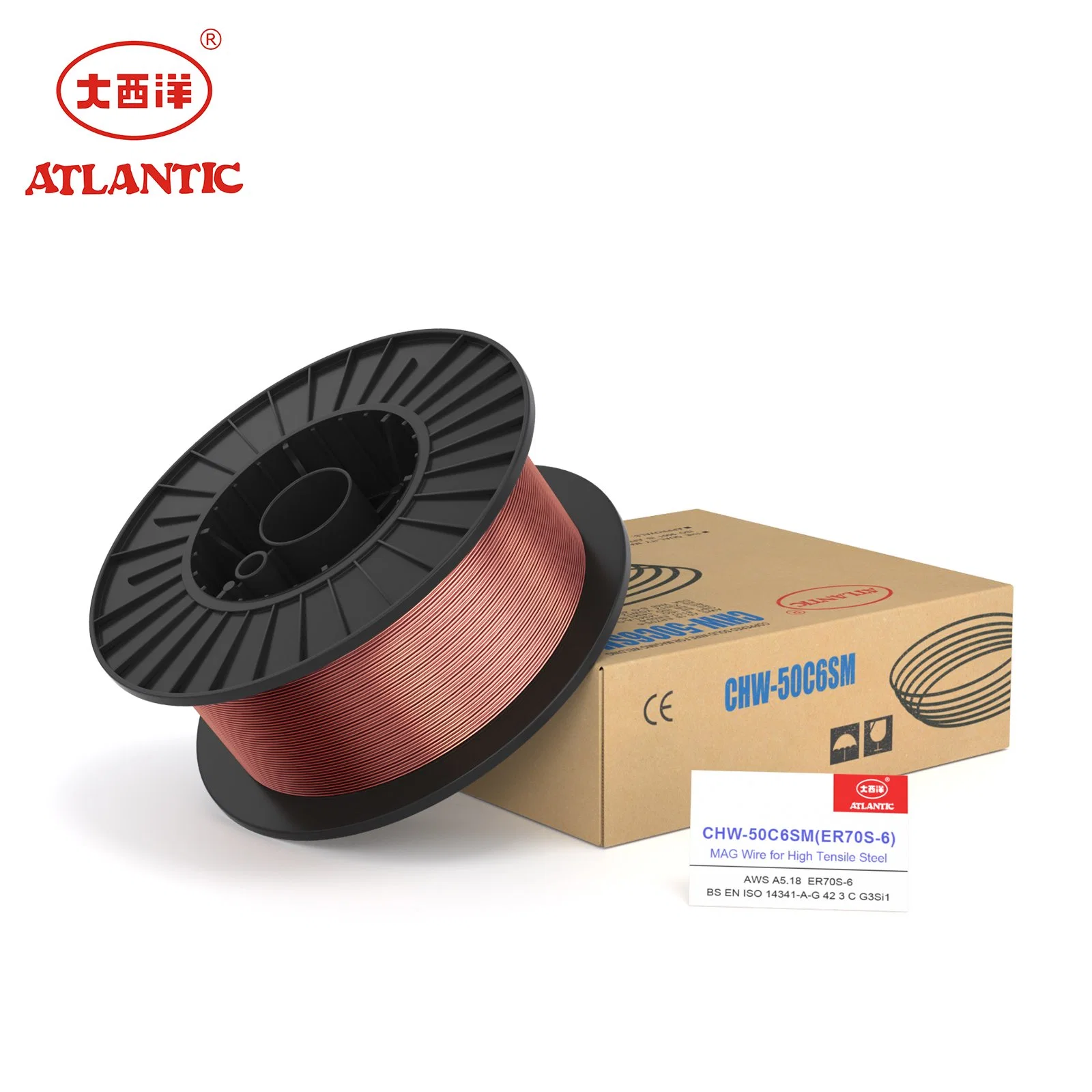 Atlantic Copper-Coated gás CO2 sólido de protecção MIG Er70s-6 Fio de Solda