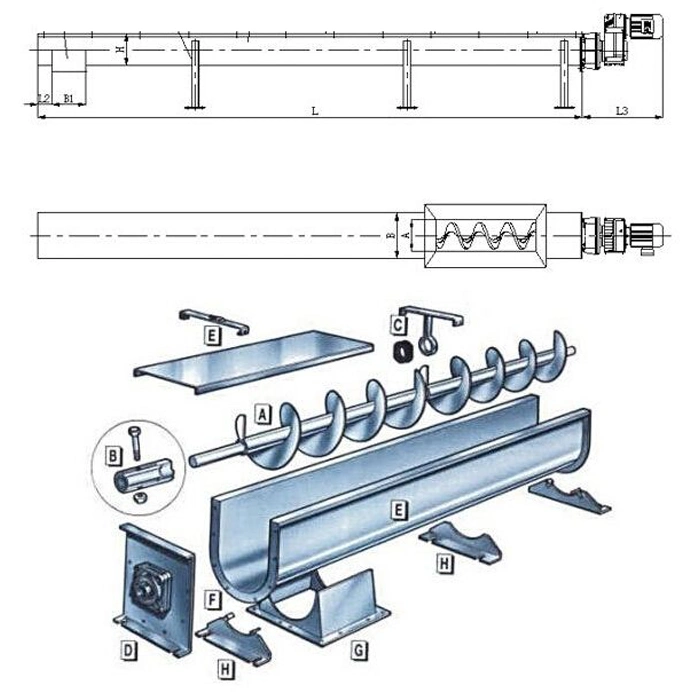 Fowl Chicken Manure Auger Bulk Material Handling Screw Conveyor System