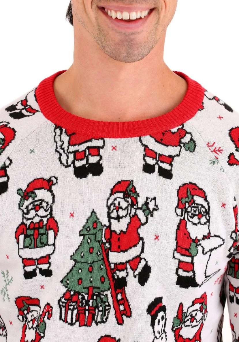 Trendy Digital Santa Claus Printing Sweatshirt Knitted Winter Christmas Sweater