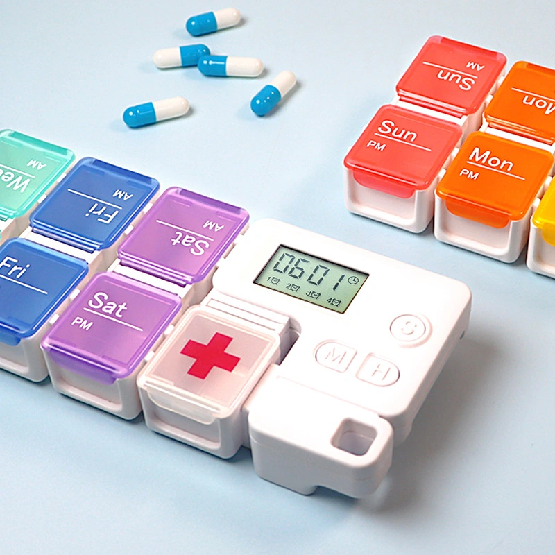 Pill Box with Digital Timer and Alarm Reminder/Medicine Organizer Packaging Box