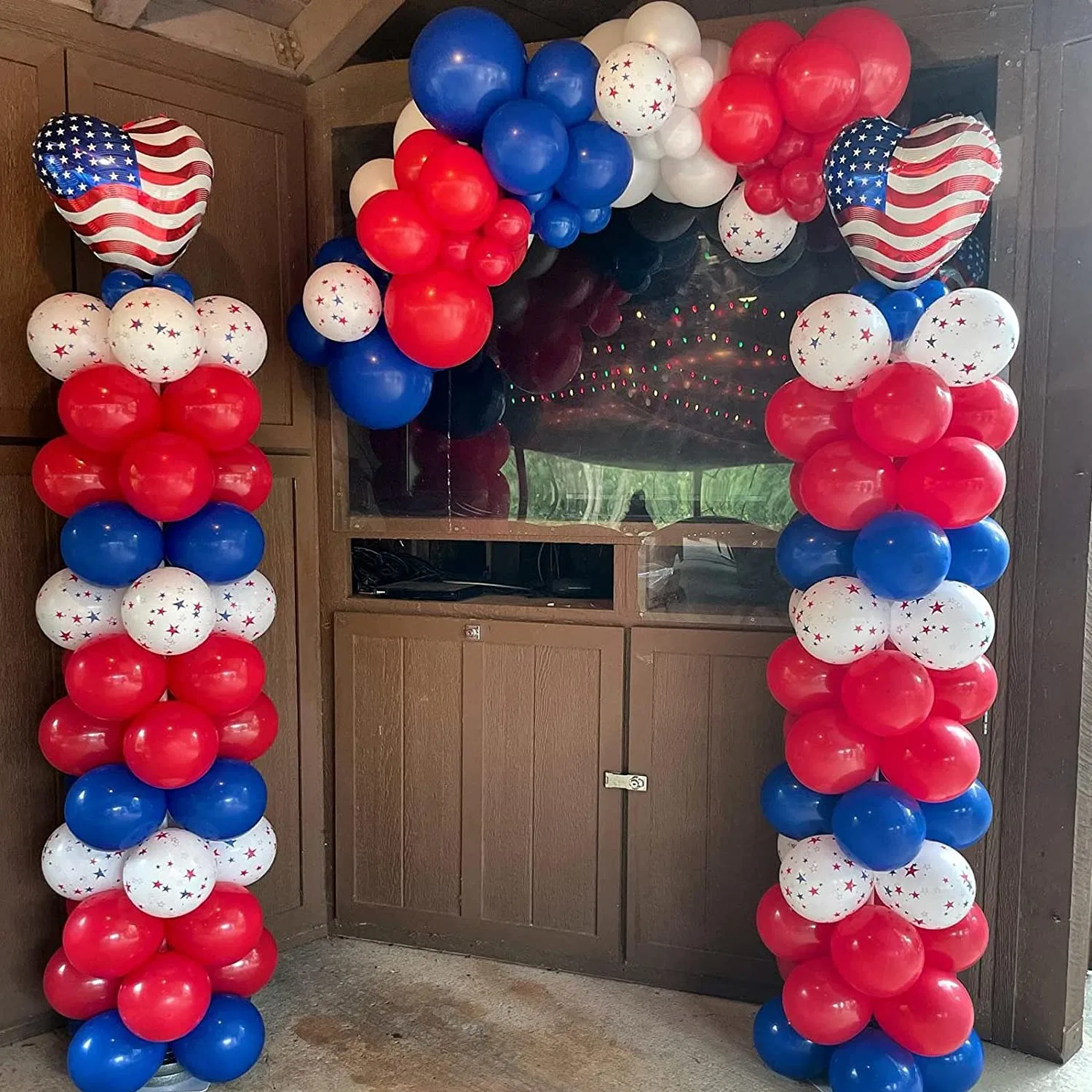 Balloons Garland Arch Kit - 120PCS 12in 10in 5in Red White Blue Star Latex Balloons for Anniversary Baseball Birthday Baby Shower Party Decorations