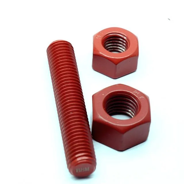 Green/Blue/Red Polytetrafluoroethylene PTFE Coating A193 Grade B7 Stud Bolt Threaded Rod