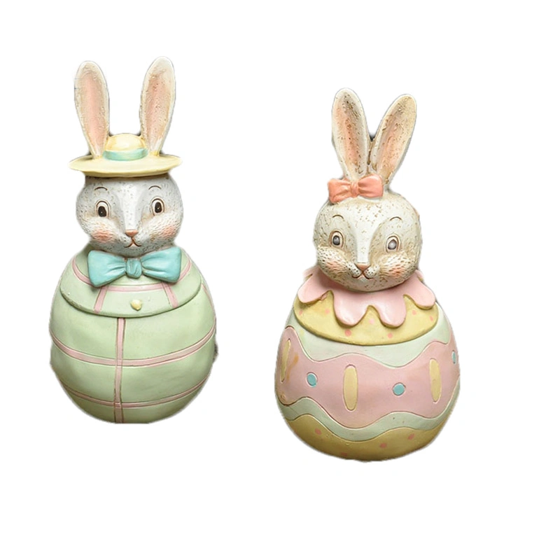 Resin Bunny Decorations Spring Easter Decors Figurines Table Topper Accessories for Party Home Holiday