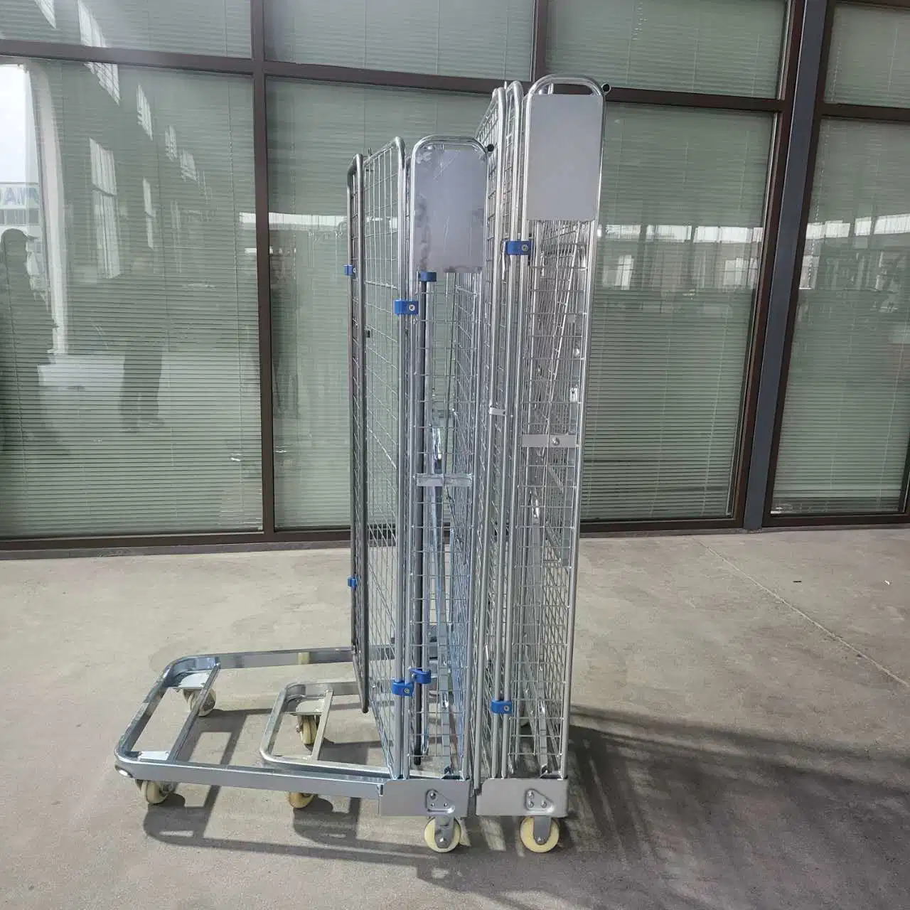 Zinc Plated 4 Sides Welded Logistics Nesting Foldable Warehouse Roll Cage Trolley/Roll Container Cart