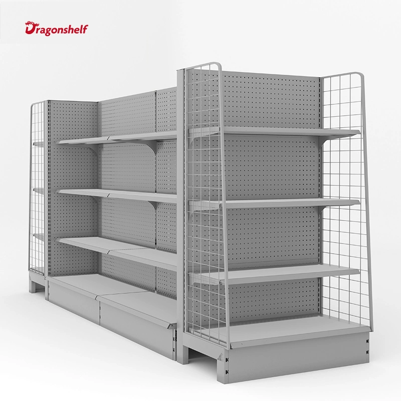 Factory Outlet Double-Sided Supermarket Shelves Gray Display Convenience Store Supermarket Shelves