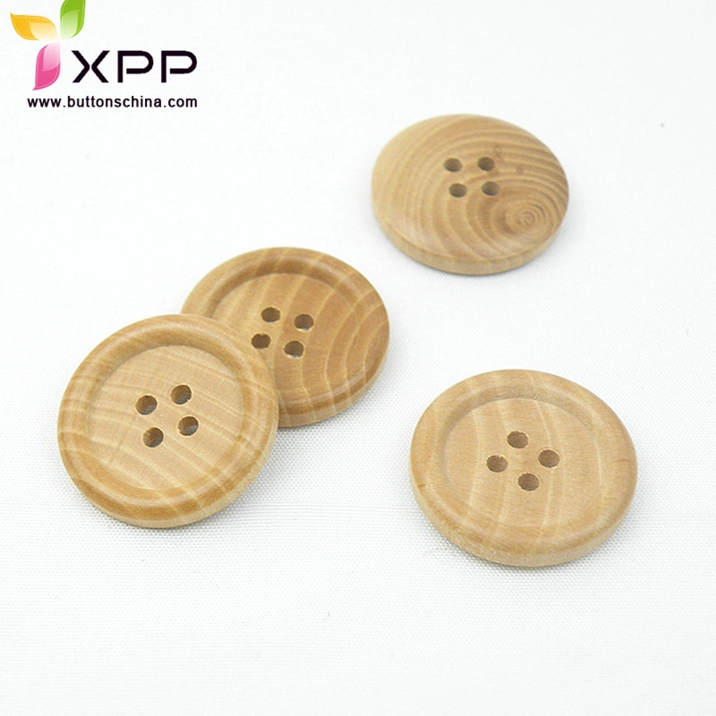 Natural Wooden Button with Laser Logo for Children Garments