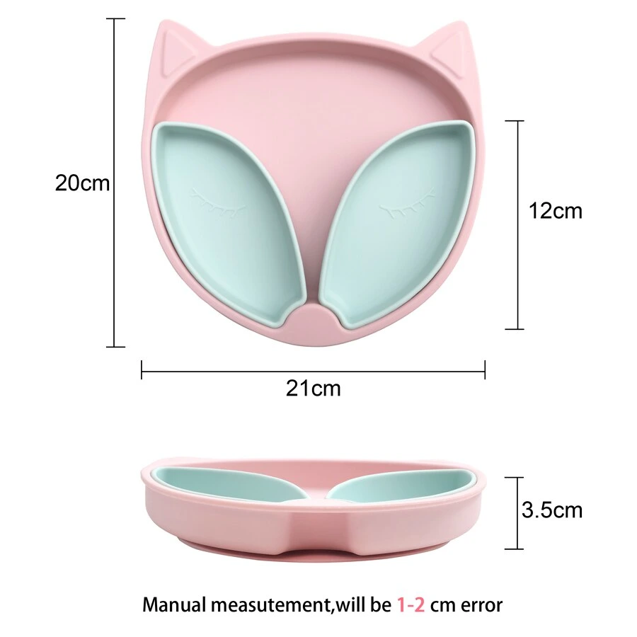 Детские блюда Детская силиконовая чаша набедренного Новорожденного Каваи Фокс-формы Набор столовых принадлежностей для подачи посуды