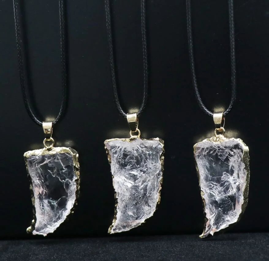 Wholesale/Supplier Jewelry Natural Gemstone Pendant White Quartz Crystal Charm Key Chain Keyring Pendant