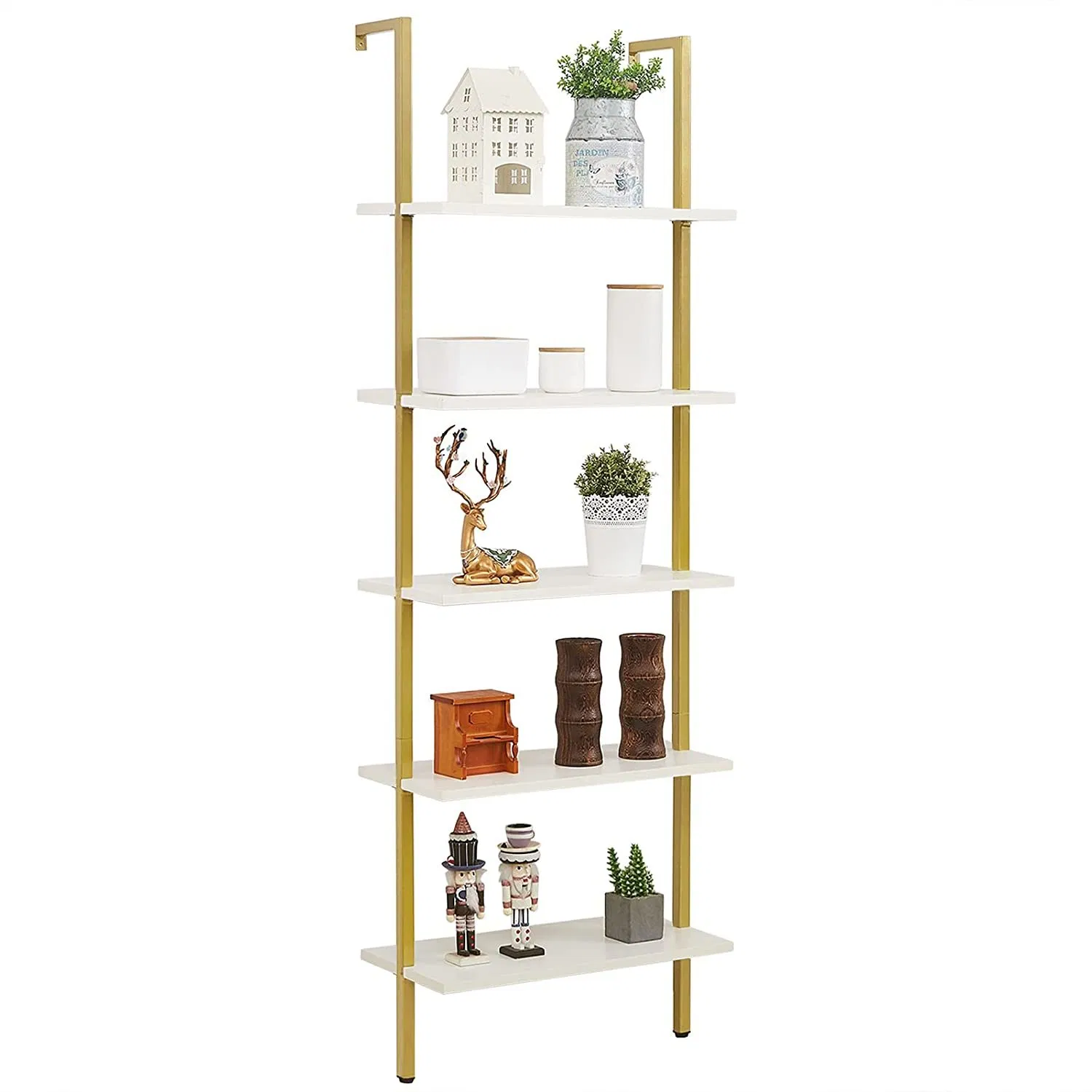 American Style White Color Wooden Bookcase with Cabinet