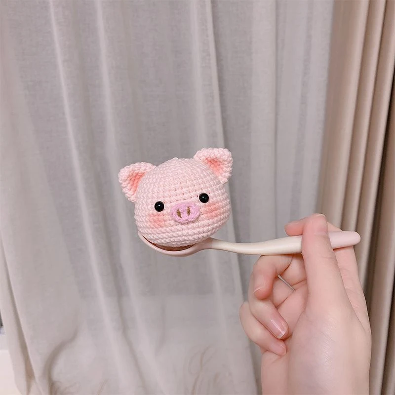 Weich ein Pfannkuchen Handgemacht ohne Füllung Poop Bildung Stich Baby Oktpus Herz geformt mit Musik Banane stricken Plüsch Schwein Spielzeug