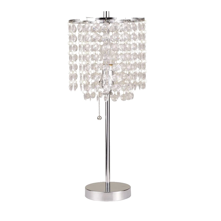 Exemple gratuit E27 fer Crystal Bed Side Bar conception bon marché Table moderne lampe argent