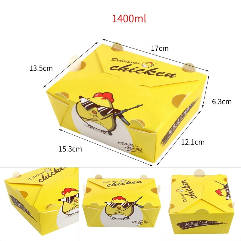 Disposable Wholesale/Supplier Custom Greaseproof Takeaway Fried Chicken Lunch Box Paper Food Packaging Container Costom Free Rigid Boxes