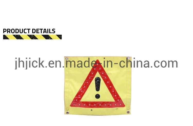 Solar LED Electric Yellow Road Traffic Safety Car Warning Triangle Sign