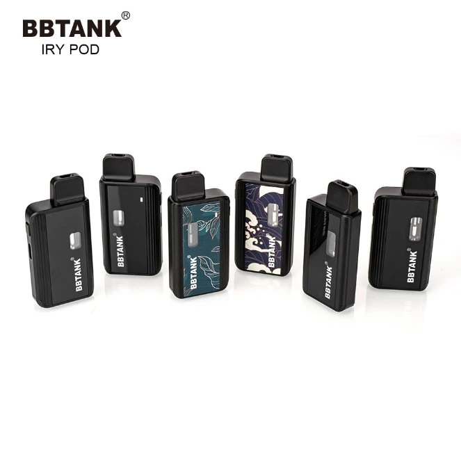 Recipiente de Bbtank Iry Pod para óleo destilado espesso de 1 ml/2 ml/3 ml de resina viva Caneta de fita descartável vazia recarregável com bobina de malha