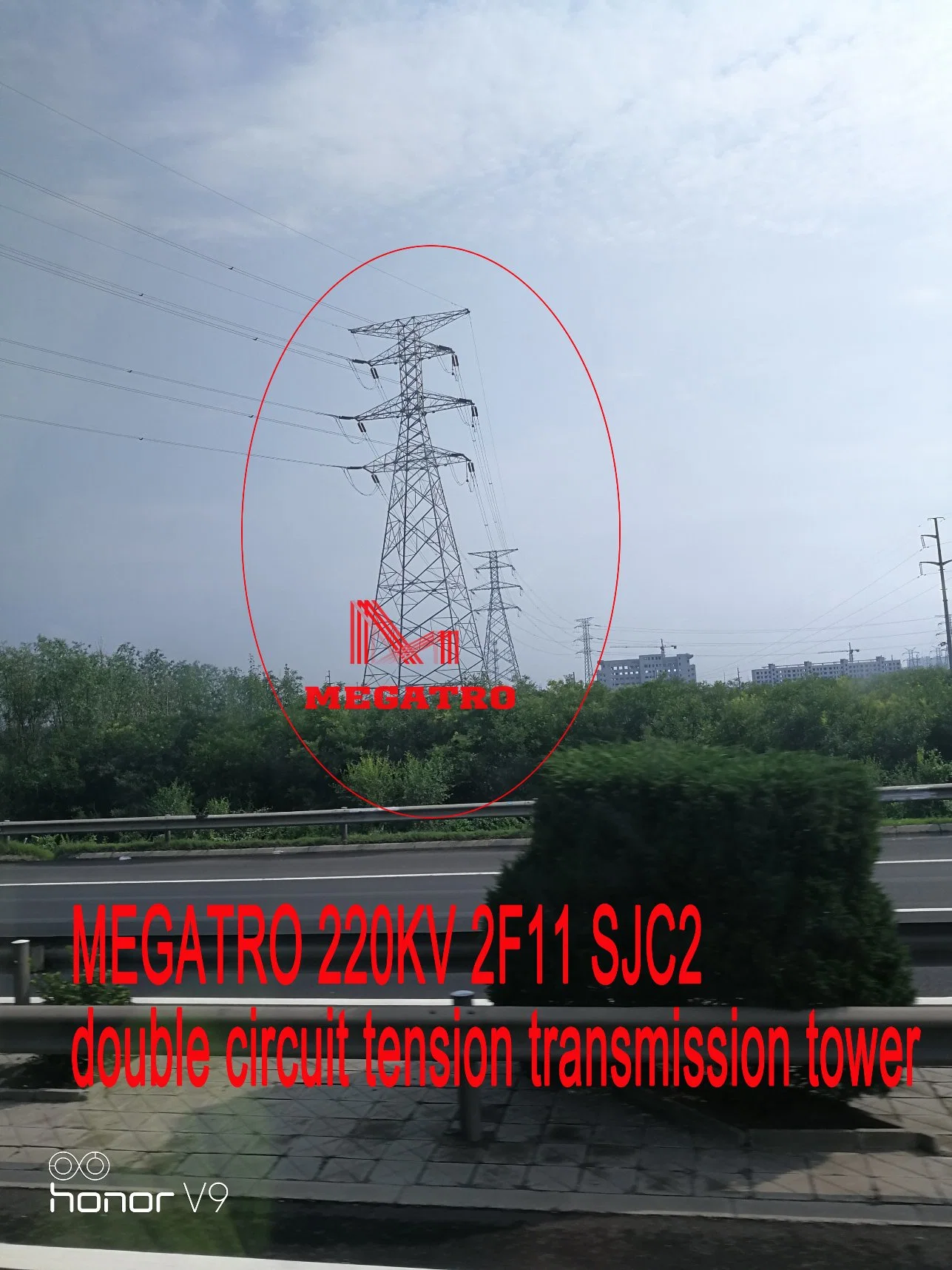 Megatro 220kv 2F11 Sjc2 tensión de la torre de transmisión de doble circuito