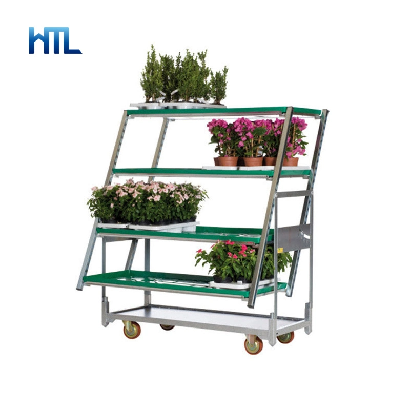 Plywood Flower Horti-Display Garden Greenhouse Nursery Transport Trolley with Layers