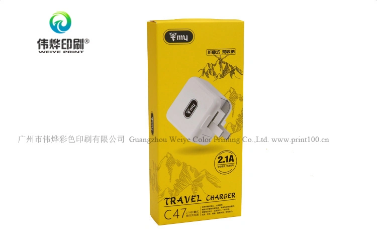 Custom Full Color Printing Earphone &USB Charger Folding Packaging Box