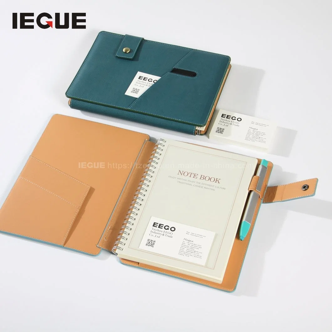 Custom 6 Ring PU Leather Green Cover Notebook DIY Student Office Loose-Leaf Binder Notebook with Buckle