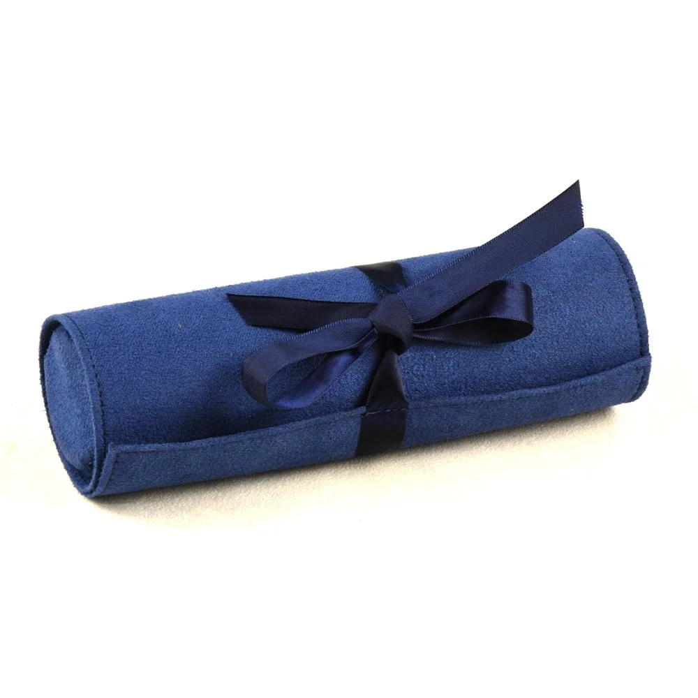 Custom blue Handmade Roll up Fabric Travel Chess Game Set