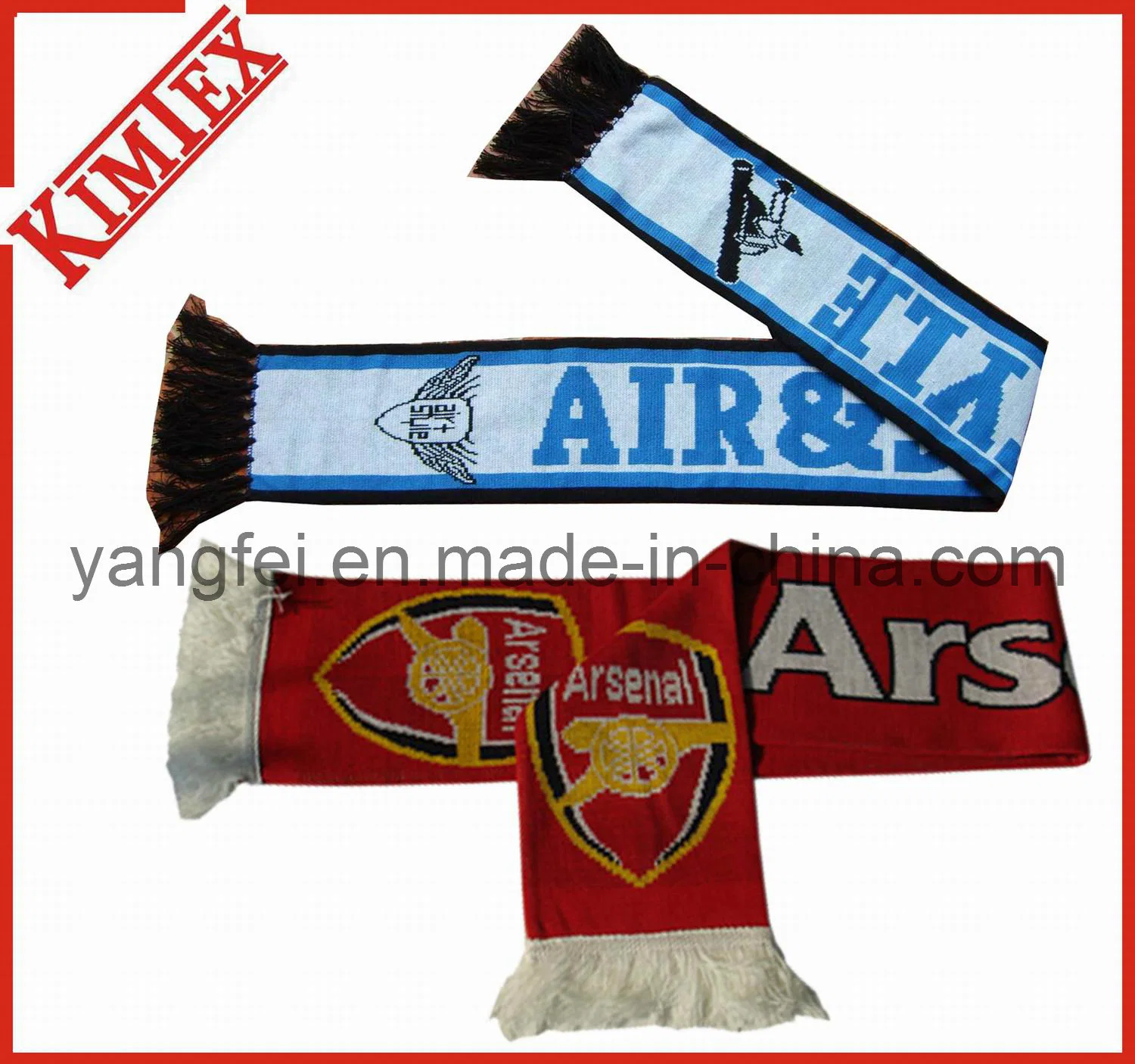 100% Acrylic Knitted Custom Woven Sports Scarf