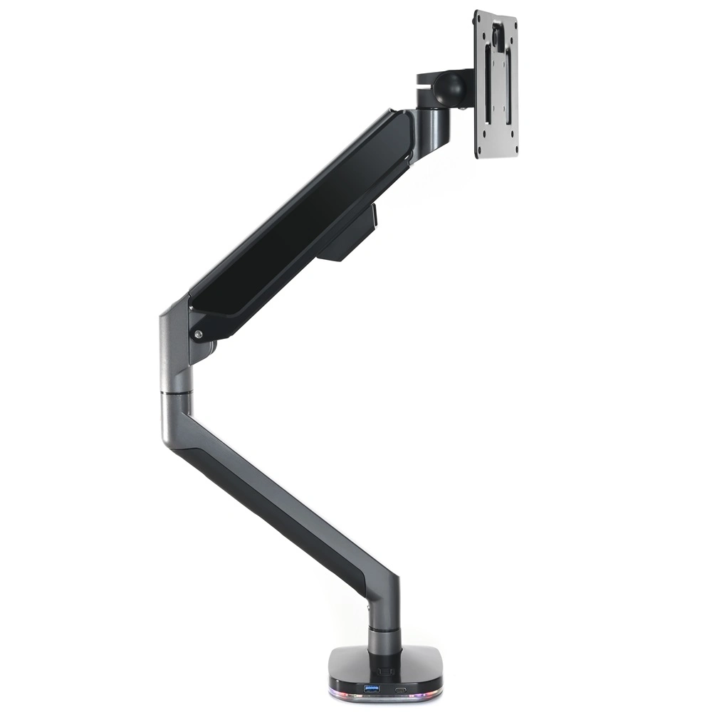 Space Grey Single Monitor Bracket mit USB Type-C Charging RGB WS-Zb10u-G