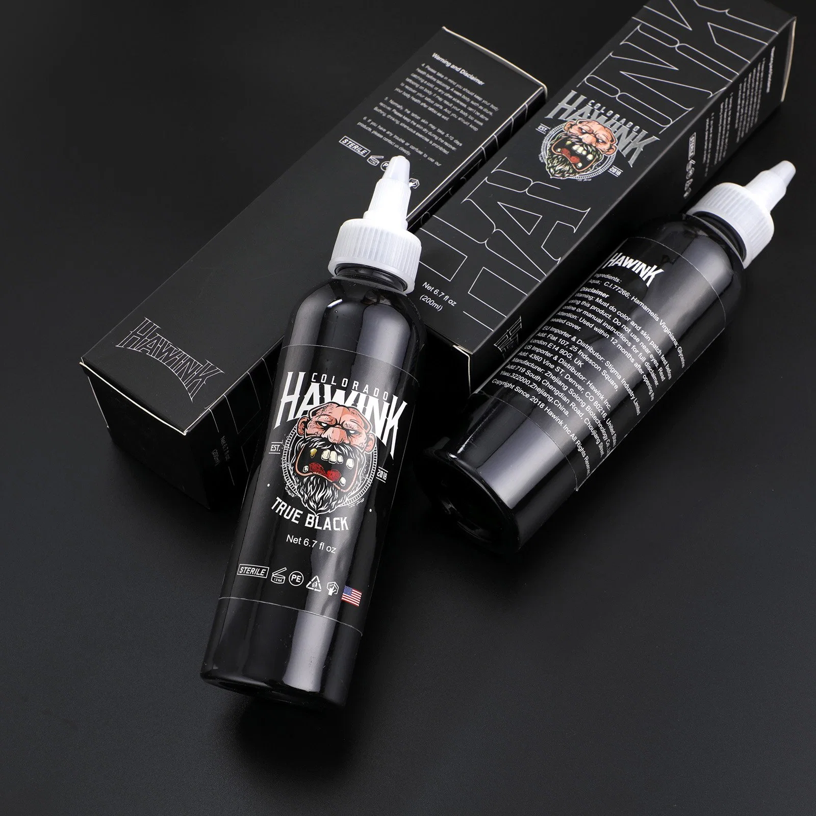 As tintas de tatuagem Solong tatuagem fornece Hawink 200ml de tinta de pigmento em preto tatuagem