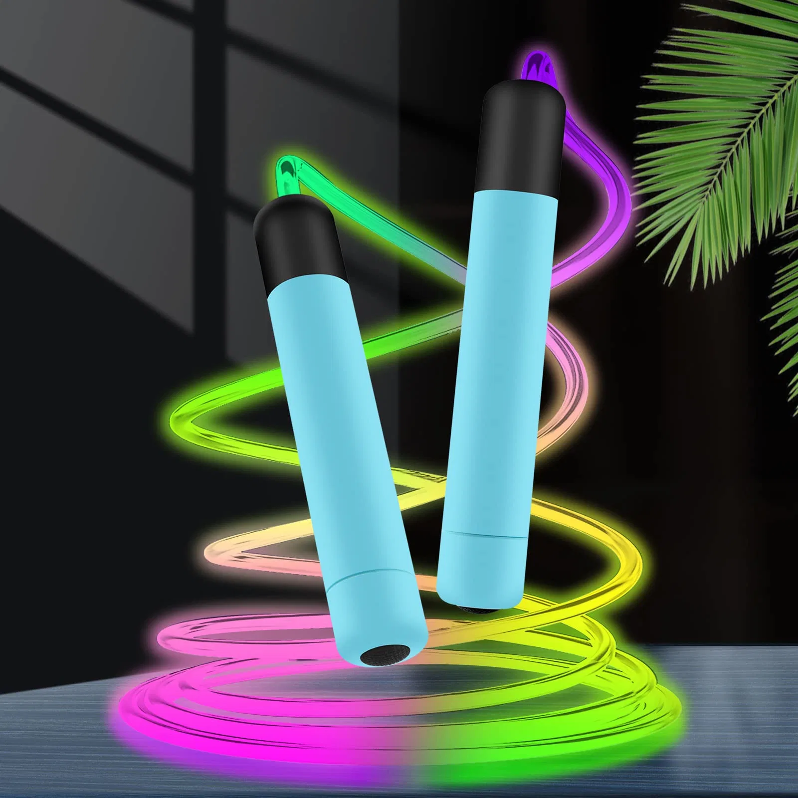 LED Rainbow Jumping Rope for Kids Light up Exercise Jump Rope for Sport Interest Luminous Adjustable Skipping Ropes for Decompression Women Leisure Men Fitness