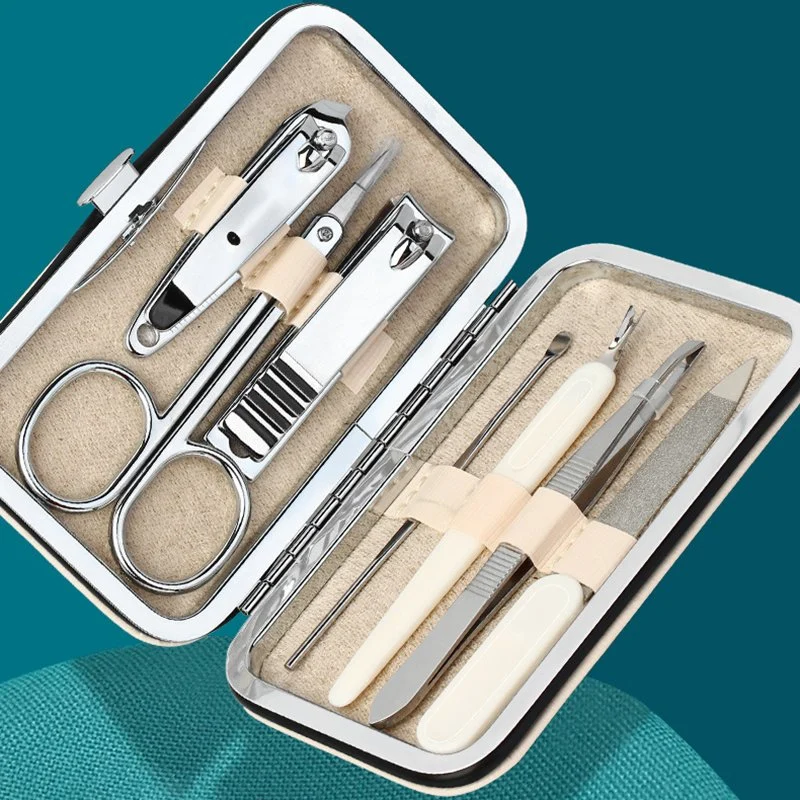 7-TLG. Edelstahl Nail Clipper Cutter Trimmer Ohrhörer Pflegeset Maniküre Set Pediküre Toe Nail Art Tools Kits