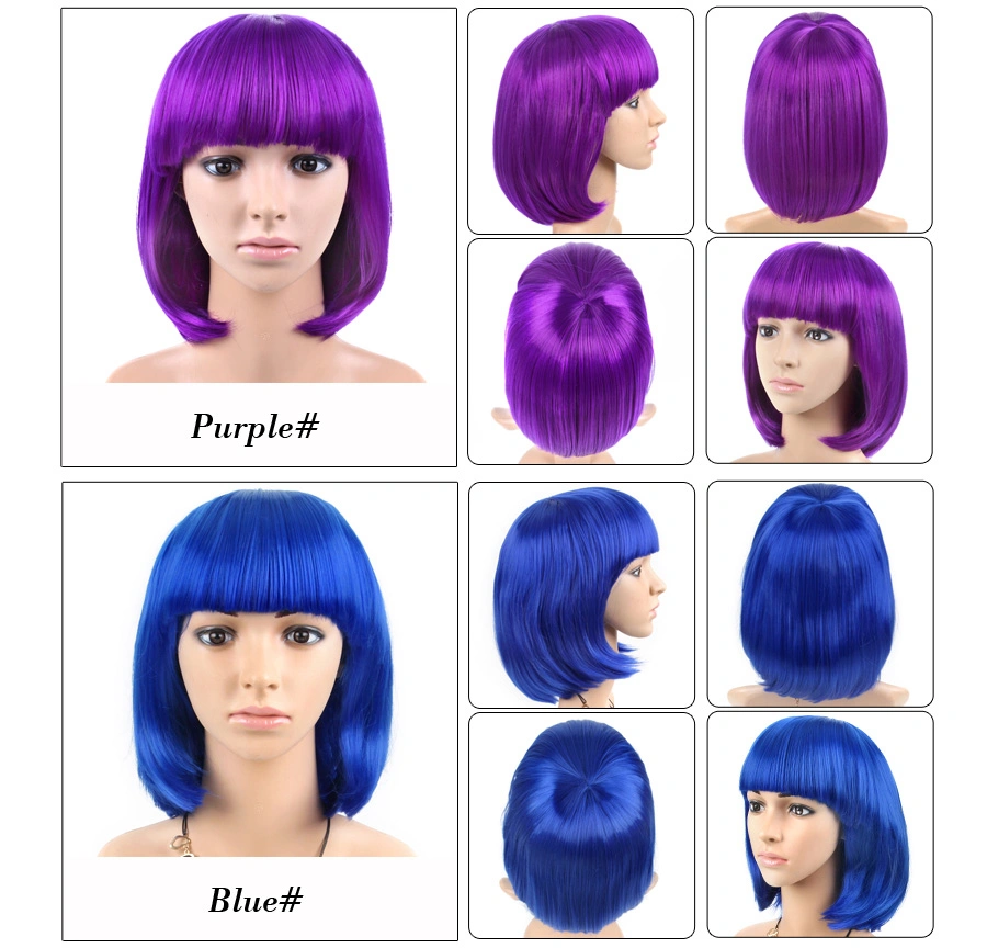 Hot Sale Anime Bob Wig Short Shoulder Length 23 Colors Bright Color Silky Straight Synthetic Bob Wig