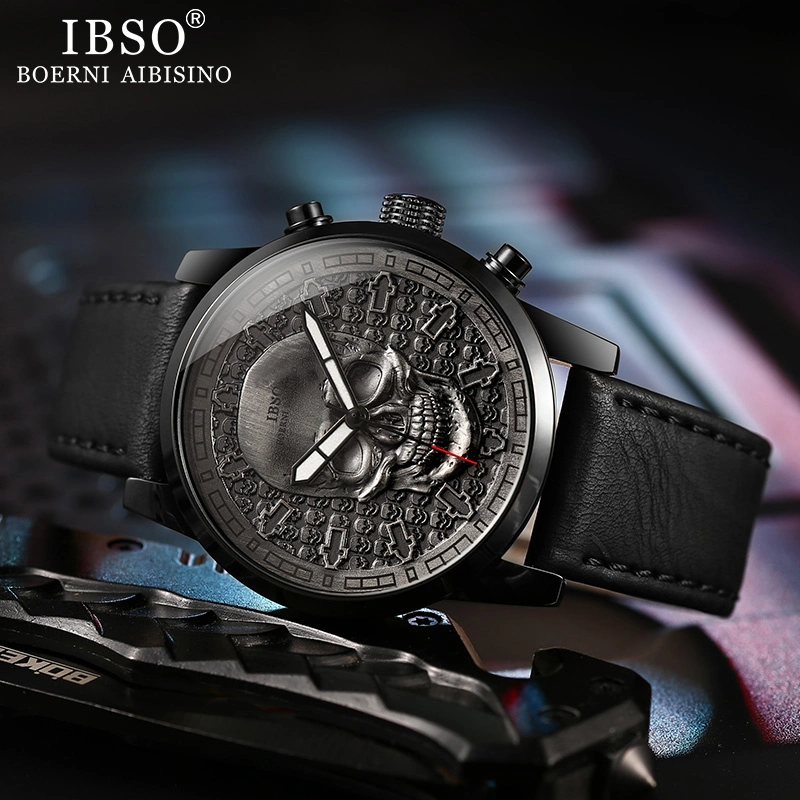 Ibso Brand Skull Cuarzo Reloj para hombres 2019 cráneo creativo Sport Cuarzo horas Hombre Reloj Relojes Hiphop Relogios Masculino