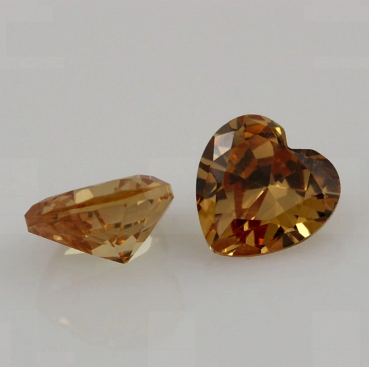 Heart Shape Champagne Lab Created Gemstone From Wuzhou Manufacture Color Gemstone