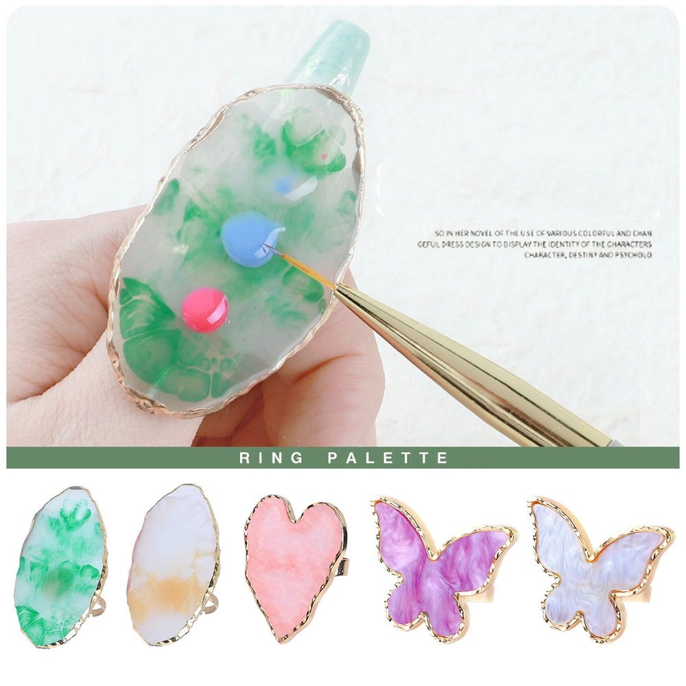 Net Red Japanese Resin Agate Piece Ring Palette Manicure Light Glue Painted Smudge Display Gold-Plated Gold Display Board