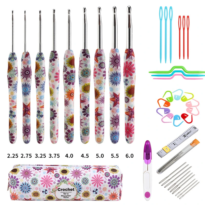 New Arrivals Colorful Handle Crochet Hook Set with OPP Bag