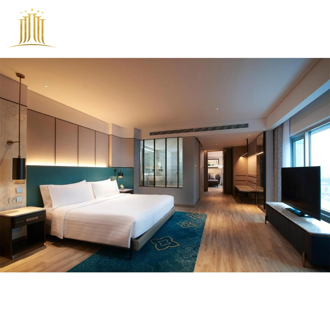 أثاث خشبى صلب مخصص ذو ديكور 5 نجوم سرير بحجم كينج وأثاث غرفة الفندق