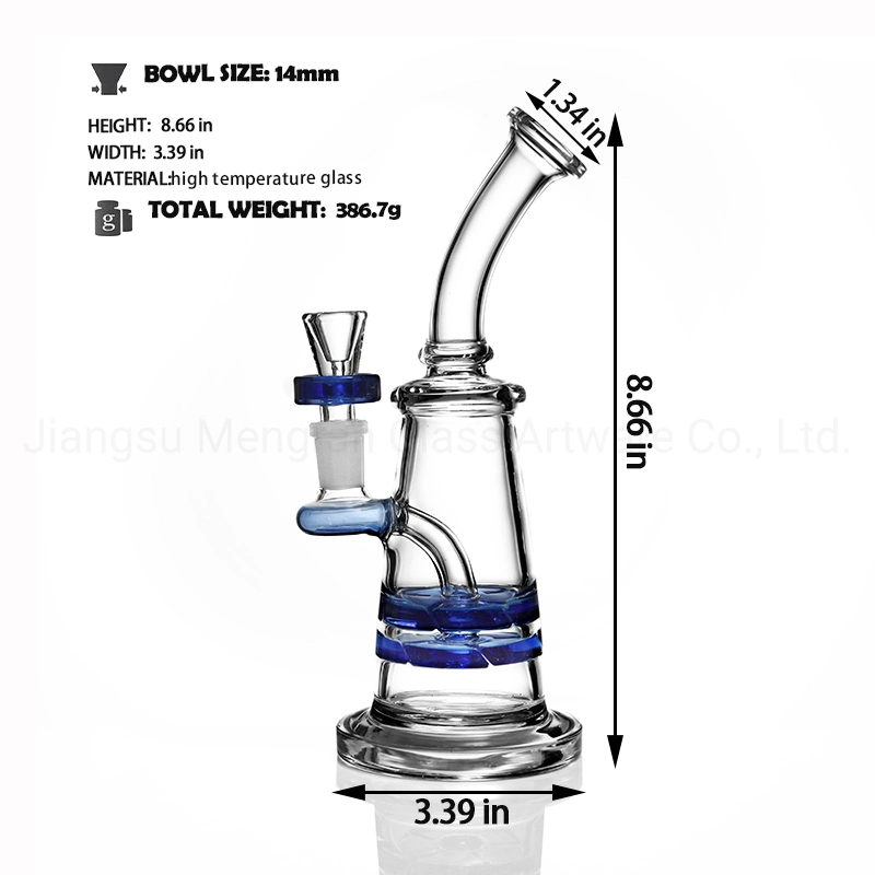 Verre borosilicaté haute température Hookah Shisha Blue Double Cyclone Glass Tuyau de fumée d'eau