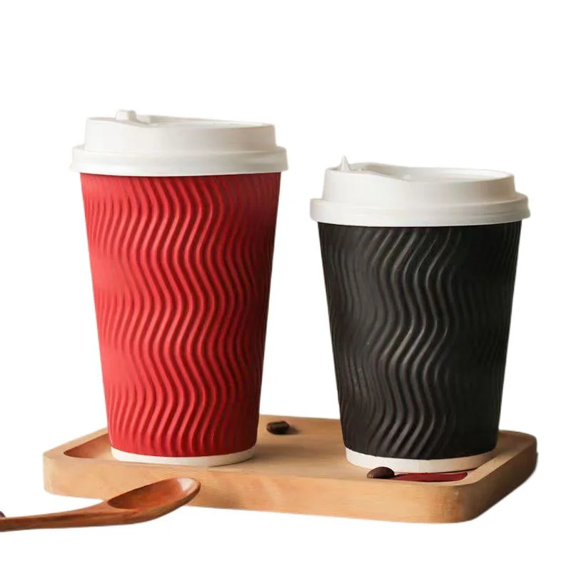 Disposable Double-Layer Corrugated Paper Cup with Lide for Takeaway