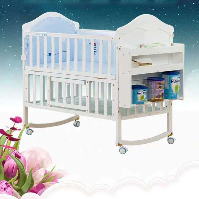 High quality/High cost performance  Multifunction Wooden Baby Crib Bed Bedside Bed