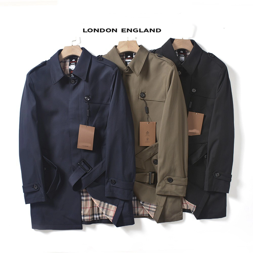 Marca de lujo de Londres cheque reversible Bomber Trench Coat corto Gabardina Heritage