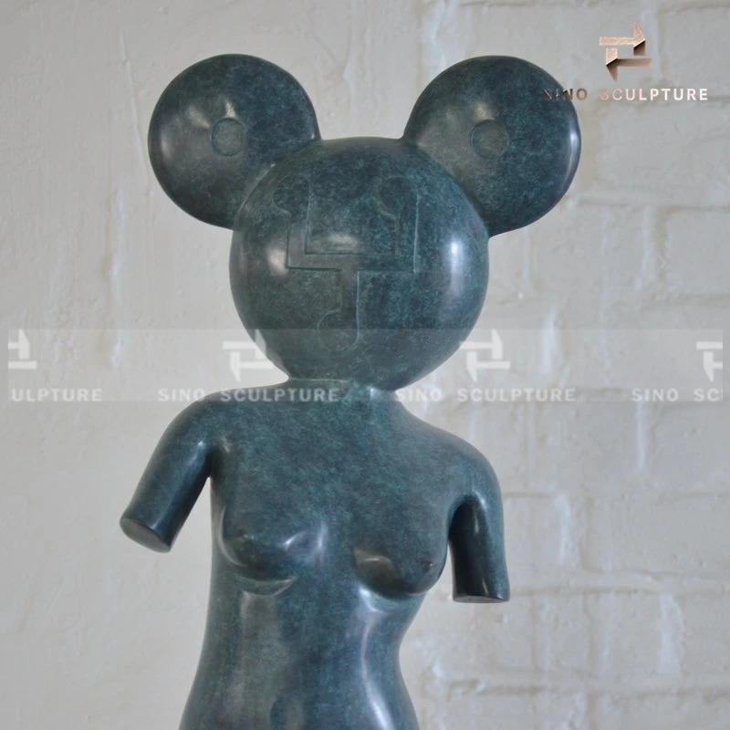 Minnie Mouse Bronze Casting Sculpture Surface Patina as Home Decoration