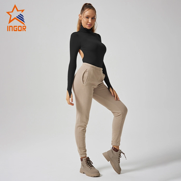 Ingor Sportswear Activewear Clothing Manufacturers ODM OEM Custom Women Long Sleeve T Shirt & Jogger Pants Sets Street Casual Wear Women Apparel