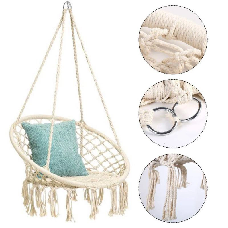 Garden Leisure Hanging Basket Handmade Swing Chair with Tassels