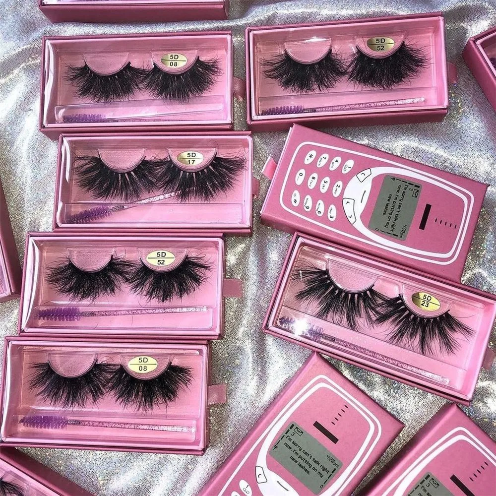 Custom verpackt handgemachte russische Streifen Wimpern C Curly flauschig Russisch Curly Strip Künstlicher Nerz Wimpern M854