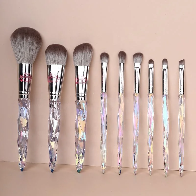 9PCS Cosmetic Brush Plastic Transparent Makeup Brush