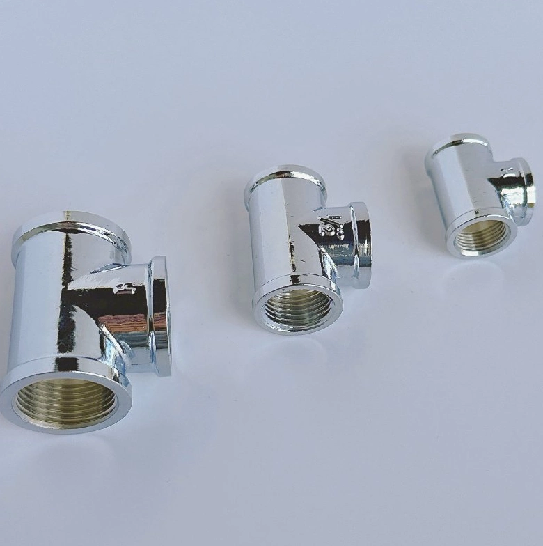 Chrome Plated Forged Plumbing Pipe Fittings Brass Equal Tee Female Thread Fittings