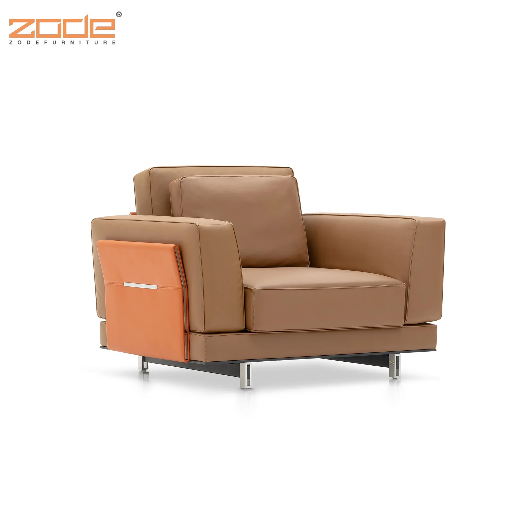 Zode Modern Home/Living Room/Office European Style Metal Legs Upholstery PU/Leather 3 Seater Modern Sofa Set