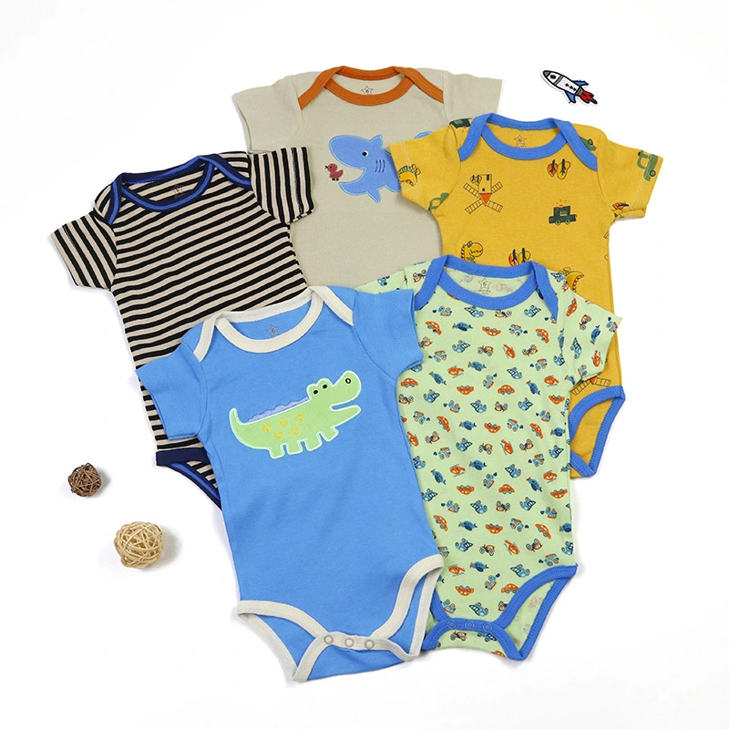 Vêtements pour bébés en coton biologique Rompers à manches courtes 5 en 1