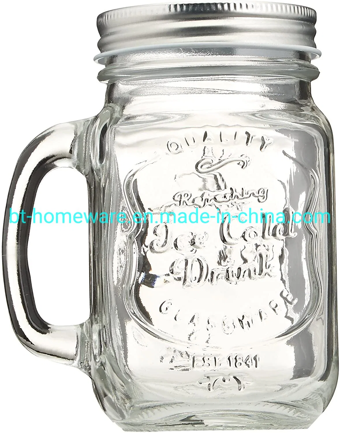 Wholesale/Supplier 16oz Mason Jar Jug with Handle and Straw Old Fashioned Drinking Mug Jar for Jam Jelly Honey Juice Beer Water Daily Use