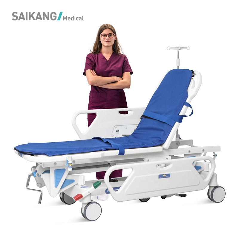 Skb041-1 Usine de vente en gros de Saikang Lit pliant pour ambulance d'urgence en clinique hospitalière pour le transport de patients