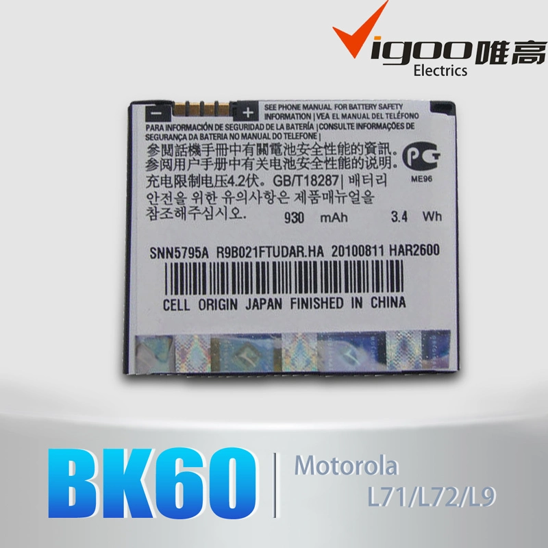 Original de 3.7V batería del teléfono móvil para la Moto BK60